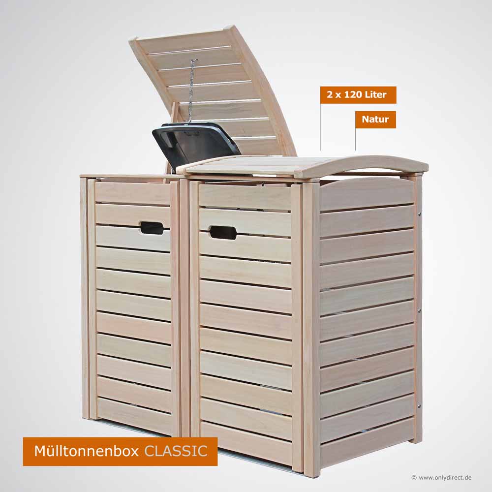 Mülltonnenverkleidung CLASSIC - hochwertige Rundzapfen nach alter Handwerkskunst sorgen für eine lange Lebensdauer.