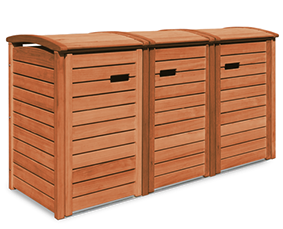 Premium Mülltonnenbox CLASSIC - 3 x 120 Liter Mülltonnenverkleidung aus astfreiem FSC Hartholz -  Ausführung geölt