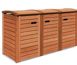 Grüne Mülltonnenbox CLASSIC - 3 x 120 Liter Mülltonnenverkleidung Holz