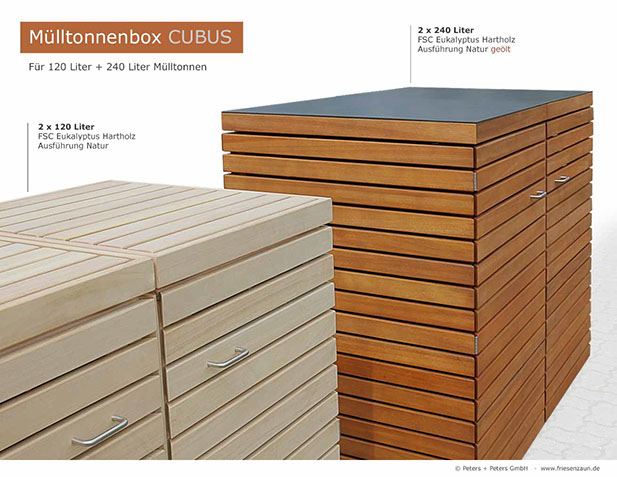 2er Mülltonnenbox für 120 Liter oder 240 Liter Abfalltonnen