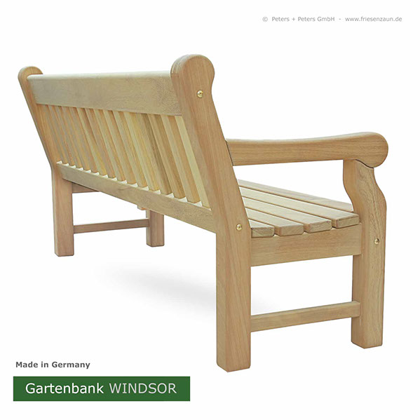 Englische Gartenbank WINDSOR grün - 2er + 3er Gartenbank Hartholz. Lieferbar in weiß oder in jedem anderen RAL-Farbton.