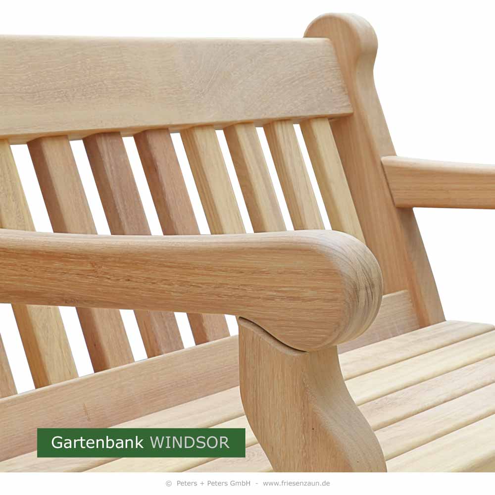 Englische Gartenbank WINDSOR grün - 2er + 3er Gartenbank Hartholz. Lieferbar in weiß oder in jedem anderen RAL-Farbton.