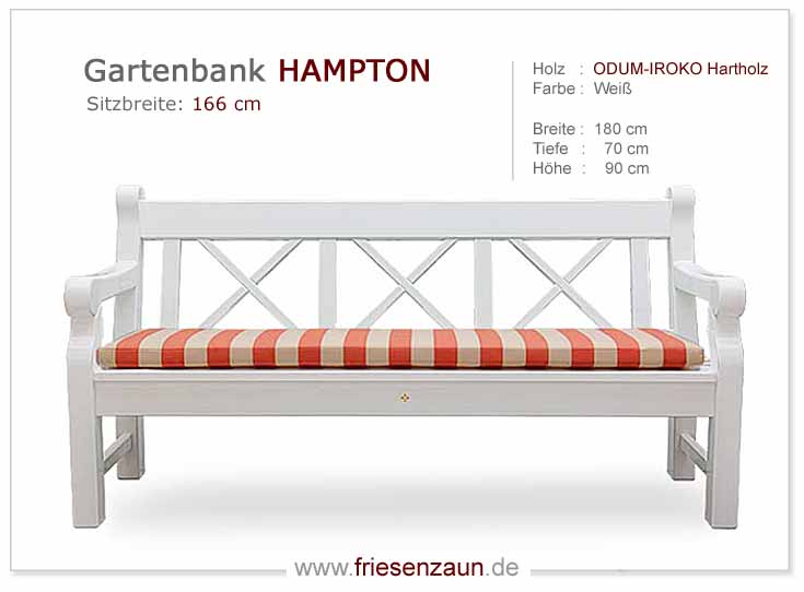 Eine englische Gartenbank aus extra massivem Holz - jetzt endlich auch dauerhaft weiß lackiert - Deutsche Qualität mit 25 Jahren Garantie.