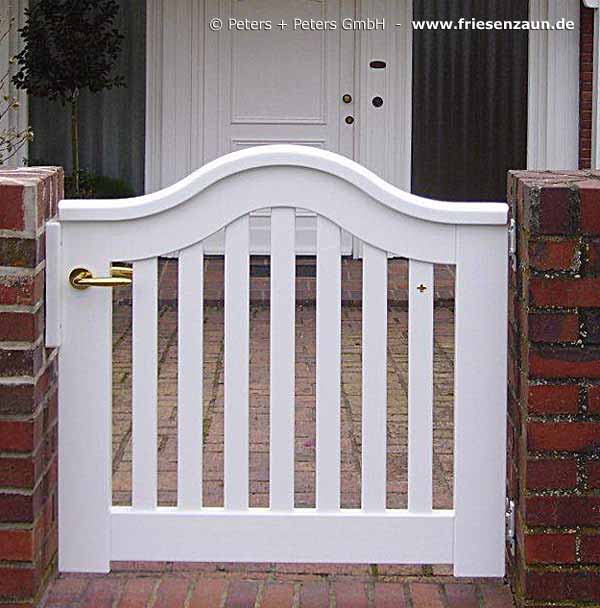 Einzeltor aus hochwertigem Hartholz - Weiße Gartenpforte Schleswig.