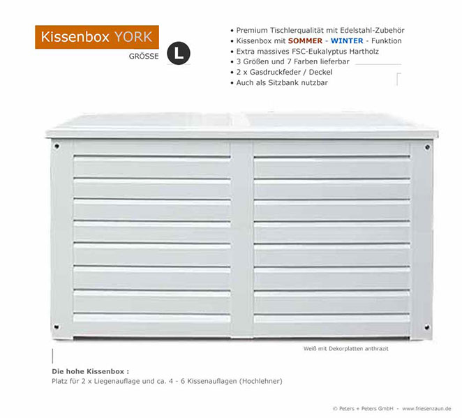 4er Gartenbank Windsor -  Gesamtbreite 240 cm - Sitzbreite 226 cm. Lieferbar in weiß oder in jedem anderen RAL-Farbton.