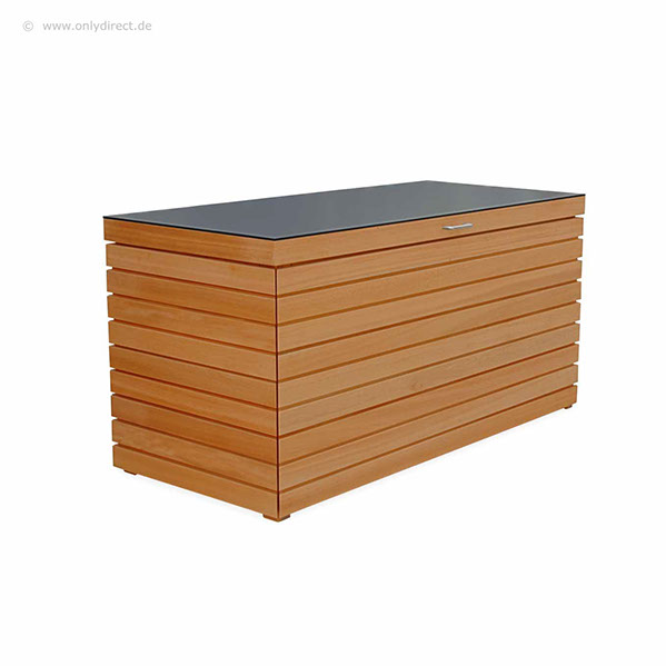 Jede Kissentruhe ist mit 2 Stück Gasdruckfeder pro Deckel ausgestattet. Optional kann die Kissentruhe mit einer Zusatz-Schublade bestellt werden