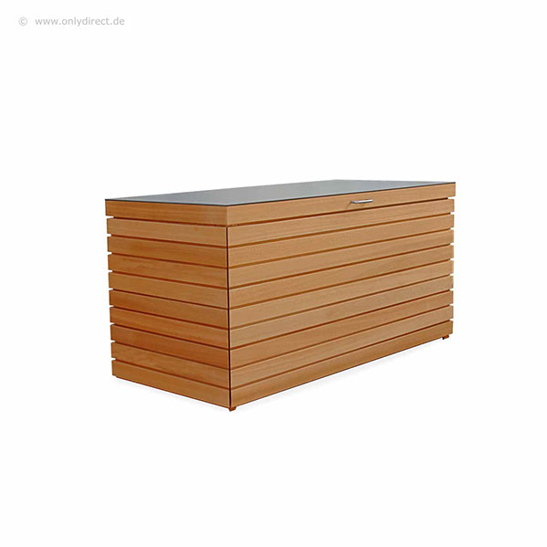 Jede Kissentruhe ist mit 2 Stück Gasdruckfeder pro Deckel ausgestattet. Optional kann die Kissentruhe mit einer Zusatz-Schublade bestellt werden