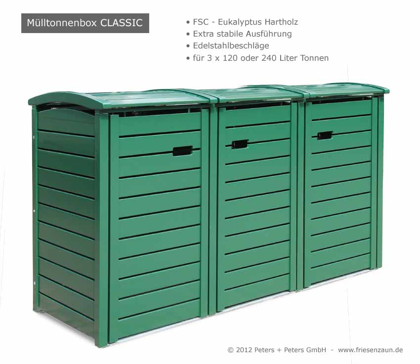 Holzqualität quasi ohne Äste - 1. Sortierung - Müllbox Classic für 120 Lieter oder 240 Liter Abfalltonnen