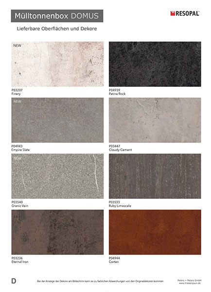 Moderne Mülltonnenbox DOMUS aus HPL-Dekorplatten - Tonnenhaus für 120 + 240 Liter  Abfalltonnen - unendlich verlängerbar - Gasdruckfedern