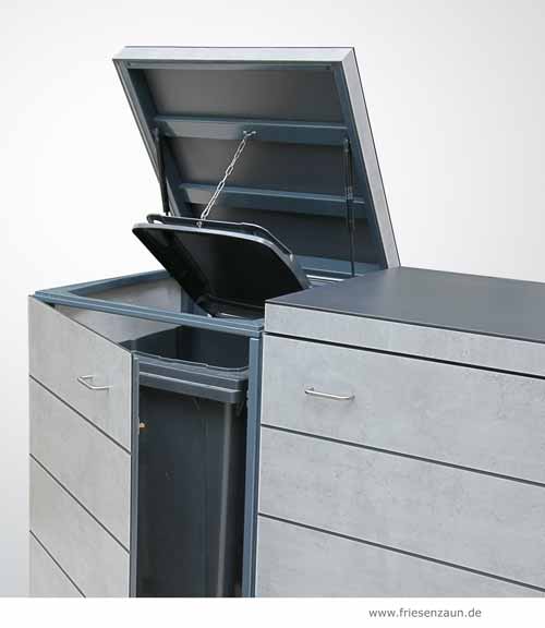 2 x 120 Liter Mülltonnenbox aus FSC Holz - Müllbox Cubus - FSC Hartholz geölt