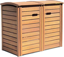 2 * 120 Liter Mülltonnenbox Holz - Müllbox CLASSIC
