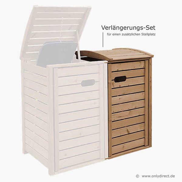 Mülltonnenbox STANDARD - Holz braun gebeizt - 120 Liter + 240 Liter - Asiatische Zeder (FSC) - extra massives Edelstahl Zubehör.