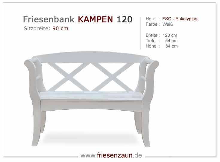 4er Gartenbank Windsor -  Gesamtbreite 240 cm - Sitzbreite 226 cm. Lieferbar in weiß oder in jedem anderen RAL-Farbton.