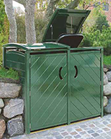 Gefertigt werden die sehr hochwertig verarbeiteten Müllboxen aus wertvollem ODUM-IROKO Hartholz - Leichtes öffnen durch Gasdruckfedern.