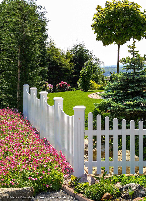 Original Sylter Friesenzaun - Weißer Gartenzaun aus wertvollem ODUM IROKO Hartholz - Anfertigung nach Maß von Peters + Peters