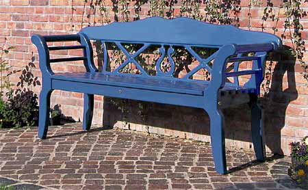Blue painted garden bench FISCHLAND 