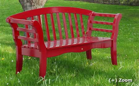 red painted garden bench hardwood